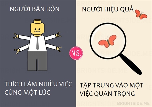 Su khac biet giua nguoi lam viec hieu qua va nguoi ban ron