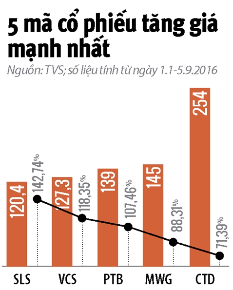 5 co phieu nao da tang gia manh nhat tu dau nam toi nay?