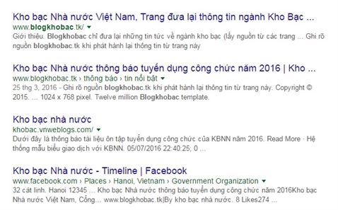 Mao danh website Kho bac Nha nuoc de truc loi