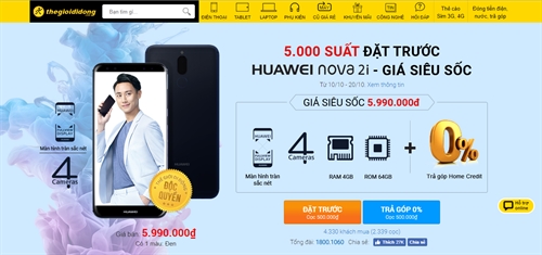 Nhanh tay dat mua Huawei nova 2i sieu pham gia 6 trieu dong