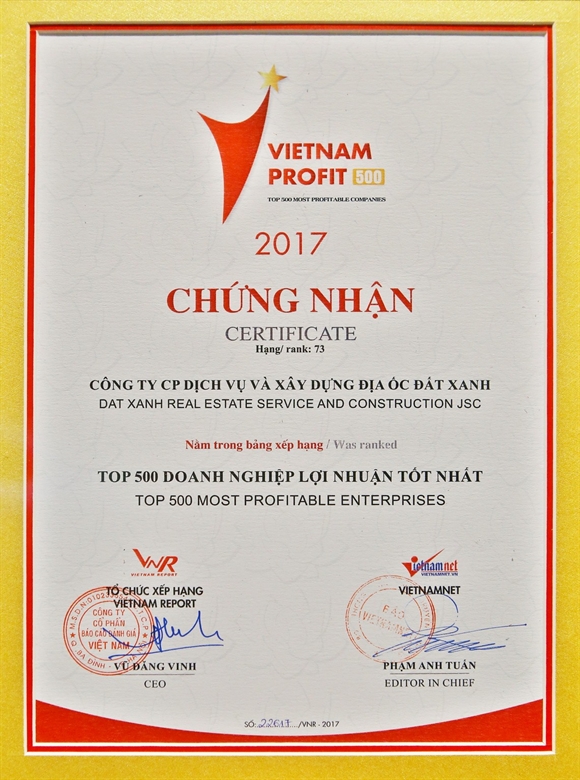 Dat Xanh vao top cac doanh nghiep co loi nhuan tot nhat Viet Nam