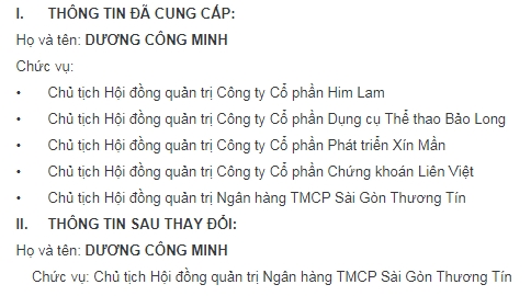 Ong Duong Cong Minh chinh thuc tu chuc chu tich cac doanh nghiep