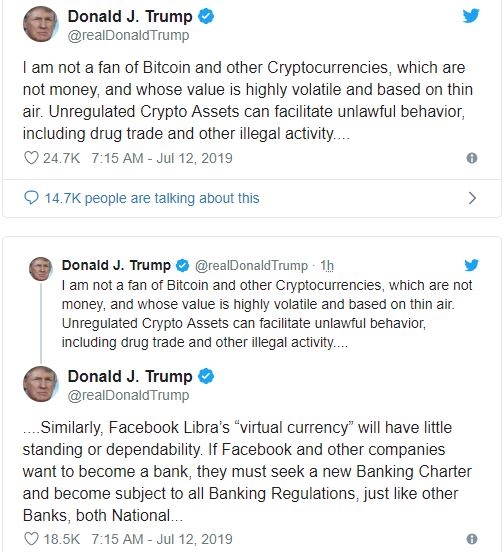 Trump chi trich dong tien ky thuat so Libra, tan duong dong USD