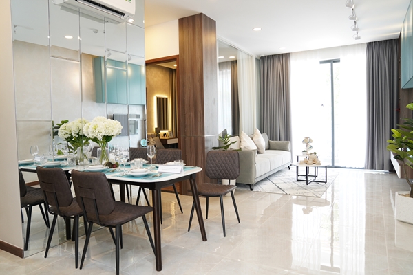 Không gian sống hiện đại và thoáng đãng của căn hộ C-Sky View.