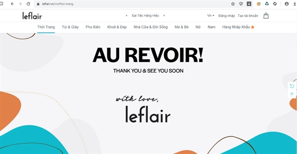 Website của  Leflair  không còn bất kỳ thông tin nào về sản phẩm. Ảnh chụp màn hình.