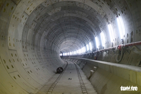 A tunnel connecting the Municipal Theater Terminal with Ben Thanh Terminal of Ho Chi Minh City’s metro line No. 1 project. Photo: Quang Dinh / Tuoi Tre