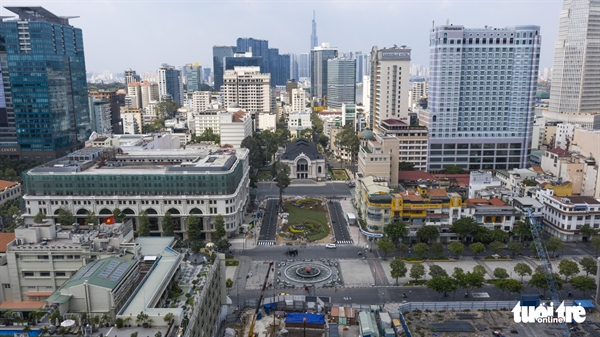 A bird-eye's view of the Municipal Theater Terminal of Ho Chi Minh City’s metro line No. 1 project in District 1. Photo: Quang Dinh / Tuoi Tre