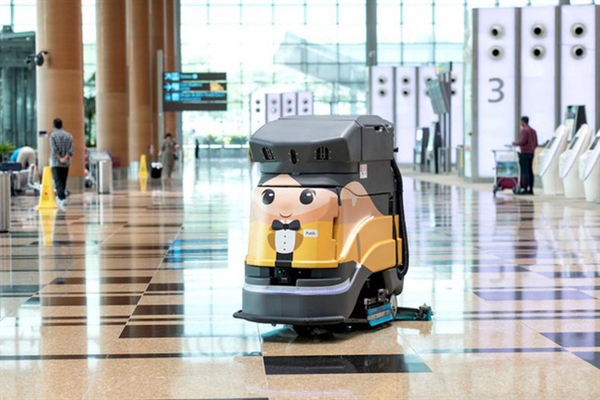 Robot quét dọn tại sân bay Changi (Singapore). (Ảnh: Sân bay Changi.)
