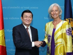 Chủ tịch nước gặp gỡ Chủ tịch WB và Giám đốc IMF
