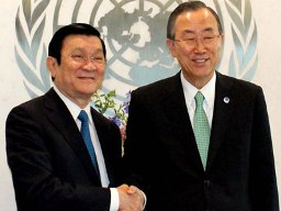 Chủ tịch nước Trương Tấn Sang gặp Tổng Thư ký Liên Hợp Quốc