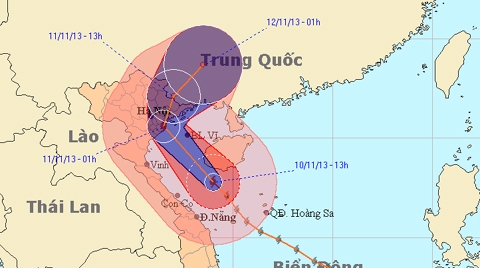 Bão Haiyan giảm cường độ, đổ bộ vào Thái Bình, Quảng Ninh, Hải Phòng rồi thành áp thấp nhiệt đới