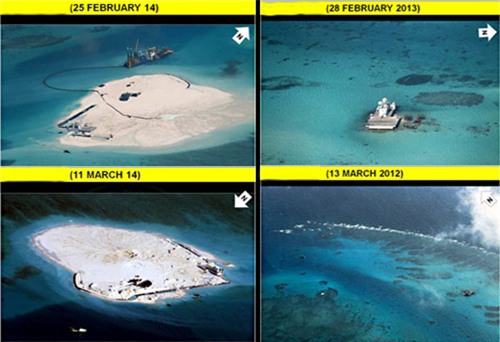 Philippines tố Trung Quốc đào đắp 5 bãi đá trên Biển Đông