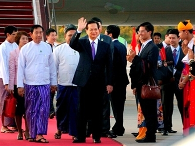 Thủ tướng Nguyễn Tấn Dũng tới Thủ đô Nay Pyi Taw