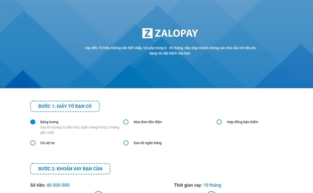 ZaloPay bắt đầu cho vay?