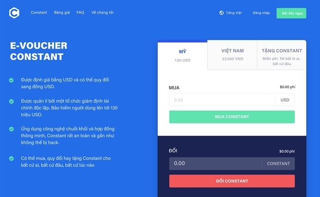 Constant: Voucher điện tử đa năng trên nền tảng blockchain