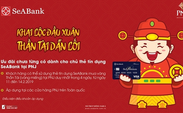 Mua vàng ngày Vía Thần Tài bằng thẻ tín dụng SeAbank