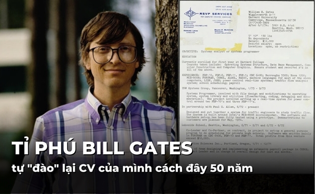 Tỉ phú Bill Gates tự "đào" lại CV của mình cách đây 50 năm