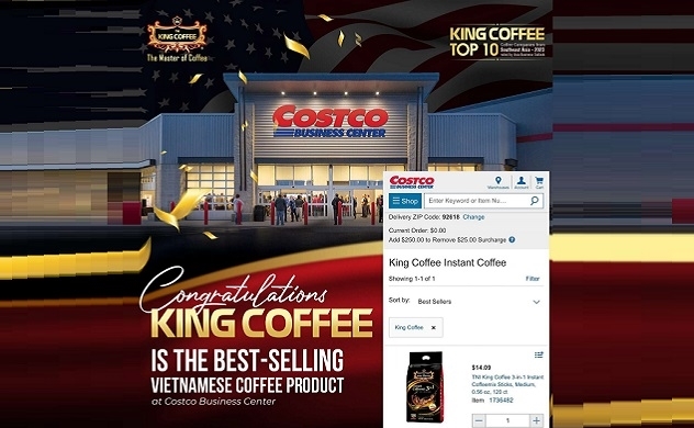 King Coffee 3in1: Cà phê Việt Nam bán chạy nhất tại chuỗi bán sỉ lớn nhất nước Mỹ Costco