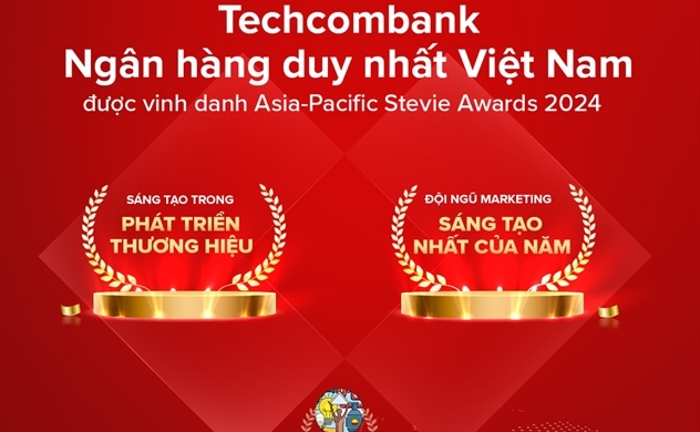 Techcombank được vinh danh 2 giải thưởng về đổi mới sáng tạo lĩnh vực thương hiệu và tiếp thị của Stevie Awards Châu Á-Thái Bình Dương 2024