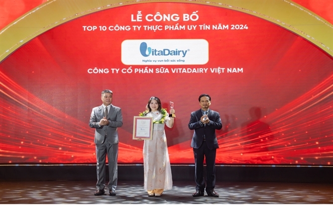 Vitadairy được vinh danh Top 10 Công ty thực phẩm uy tín 2024