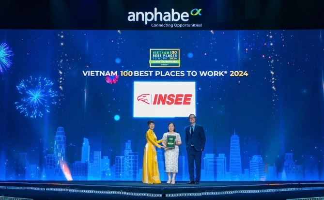 INSEE Việt Nam nhận giải thưởng Top 100 doanh nghiệp phát triển bền vững và Top 100 nơi làm việc tốt nhất Việt Nam năm 2024