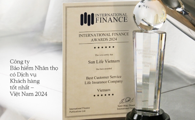 Sun Life Việt Nam nhận giải thưởng: “Công ty Bảo hiểm Nhân thọ có Dịch vụ Khách hàng tốt nhất – Việt Nam 2024”