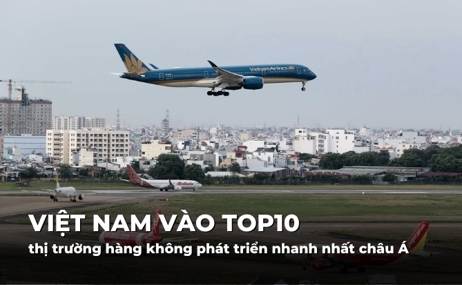 Việt Nam vào Top 10 thị trường hàng không phát triển nhanh nhất châu Á