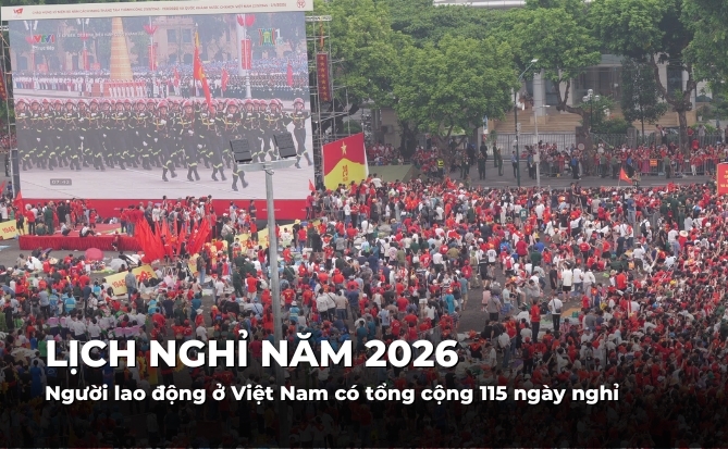 Lịch nghỉ năm 2026: Người lao động ở Việt Nam có tổng cộng 115 ngày nghỉ