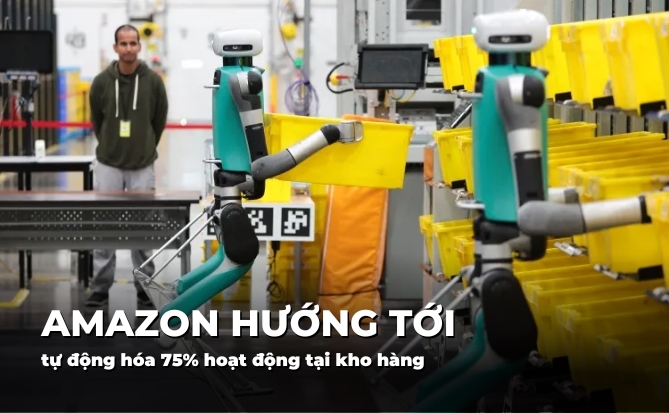 Amazon hướng tới tự động hóa 75% hoạt động tại kho hàng