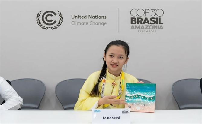 Đại diện thiếu nhi Việt Nam đầu tiên phát biểu tại diễn đàn COP30