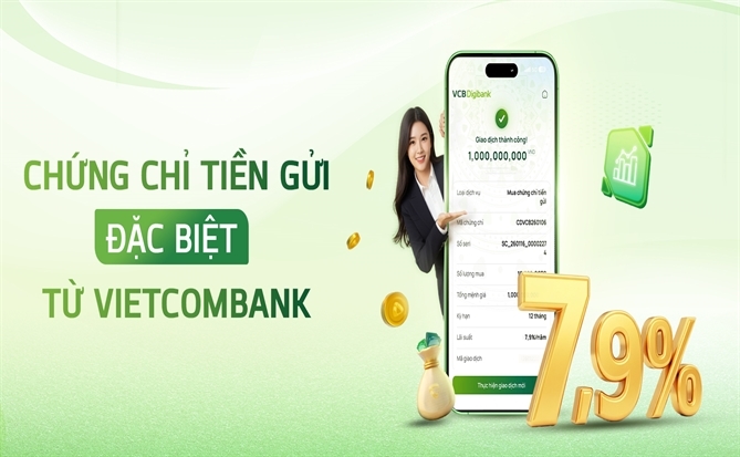 Vietcombank tiếp tục phát hành Chứng chỉ tiền gửi trực tuyến với lãi suất lên đến 7,9%/năm