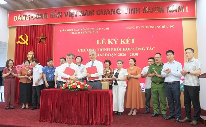 Hội nghị ký kết Chương trình phối hợp công tác giữa Liên hiệp các tổ chức hữu nghị thành phố Hà Nội và Đảng ủy Phường Nghĩa Đô