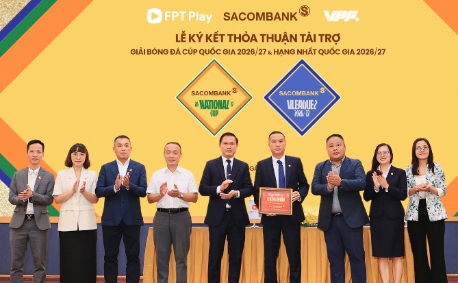 Sacombank là nhà tài trợ chính Giải Hạng Nhất Quốc gia và Cúp Quốc gia mùa giải 2026/27